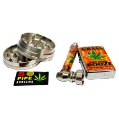 Фото - Smoking Pipe Gift Set (Metal Pipe, Lighter, Metal Grinder, Pipe Screens)
