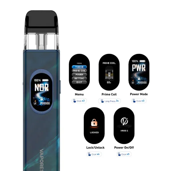 Vaporesso XROS 6 Екран і інтерфейс